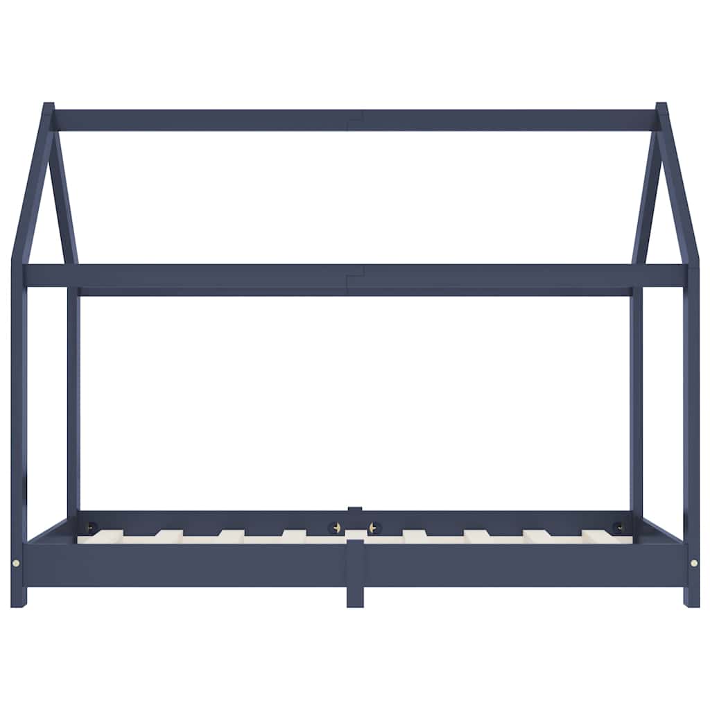 Kids Bed Frame Grey Solid Pine Wood 70x140 cm